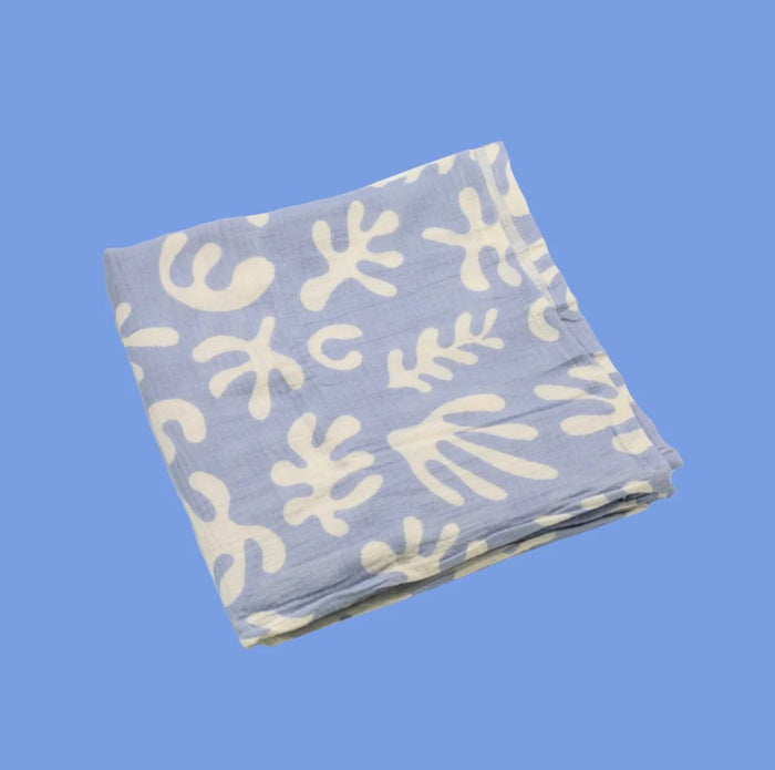 Marine dream organic cotton baby swaddle - Azure