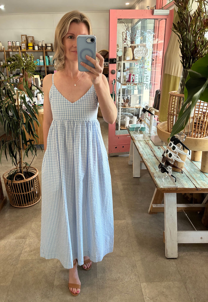 Ainslee Midi Dress Blue Check