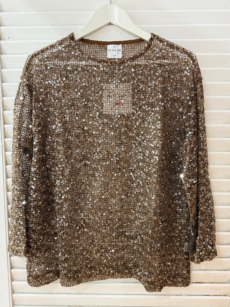 Mocha Sequin Top