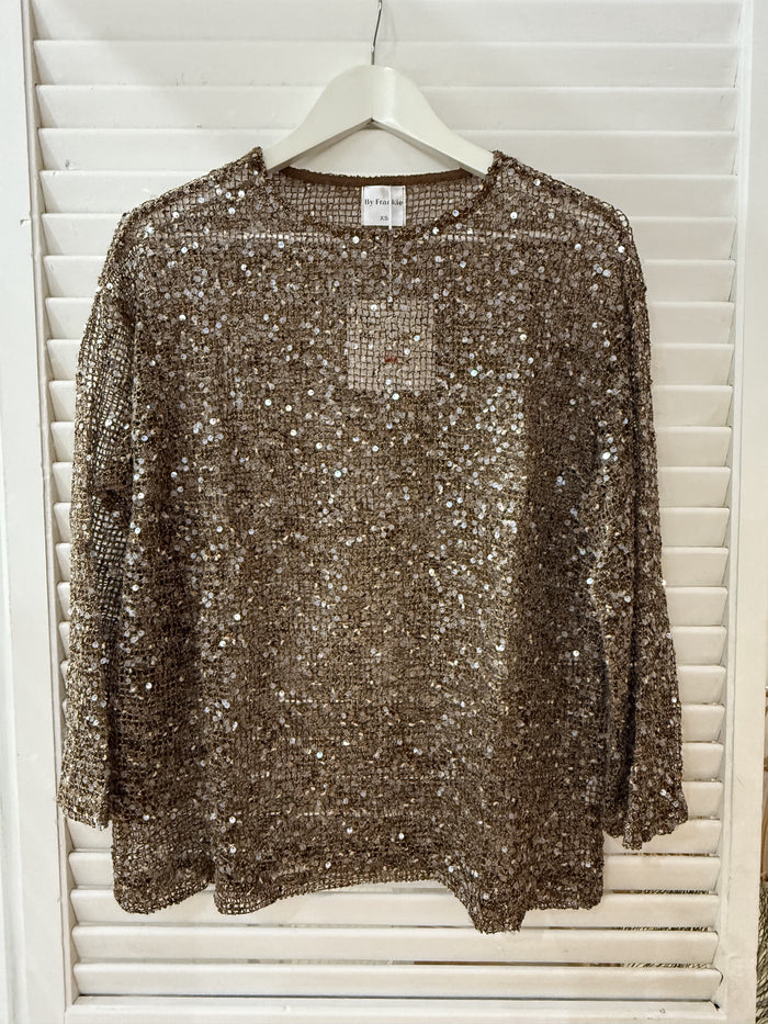Mocha Sequin Top