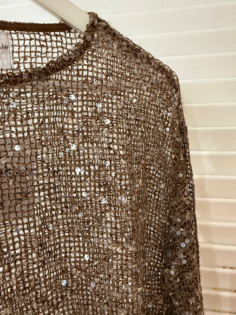Mocha Sequin Top