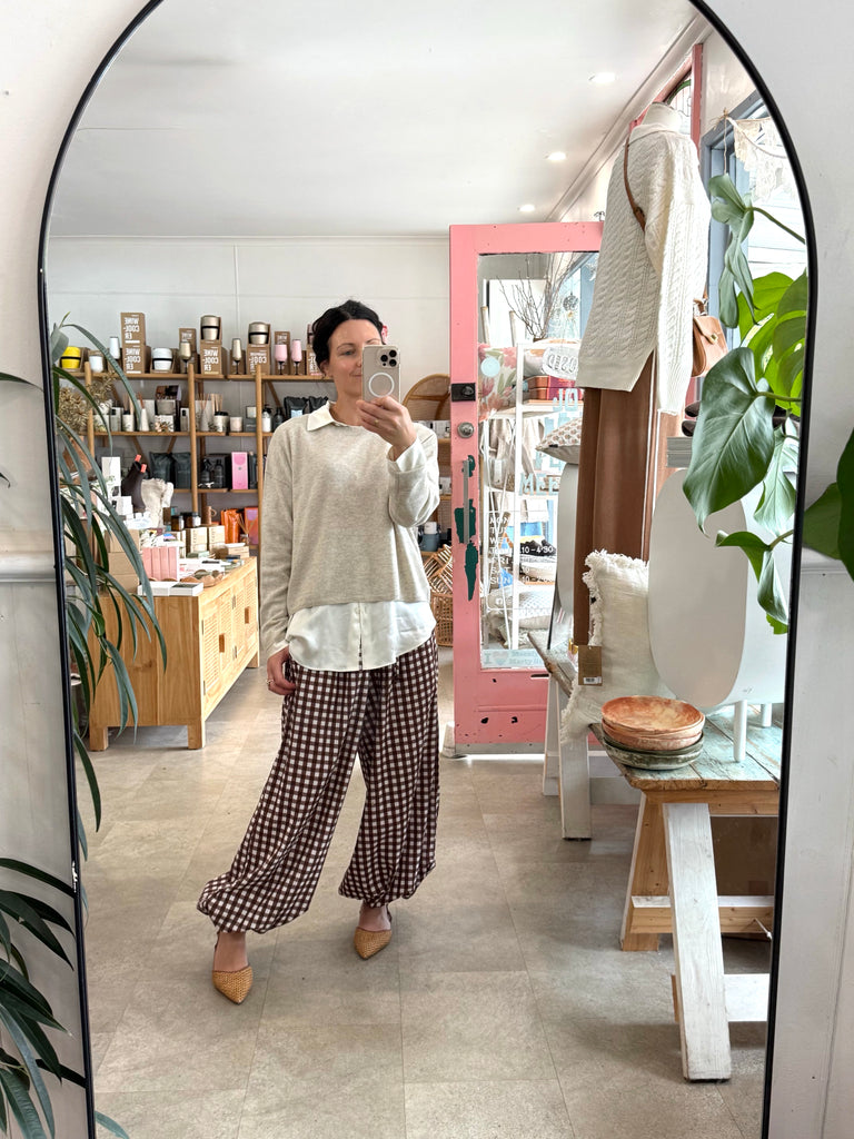 Havana Check Balloon Pant