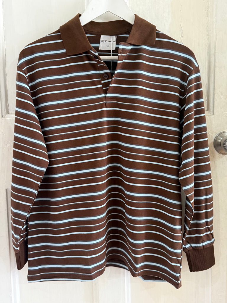Brown Blue Rugby Top