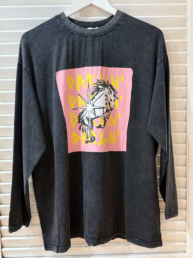 Darlin Long Sleeve Tee Washed Black