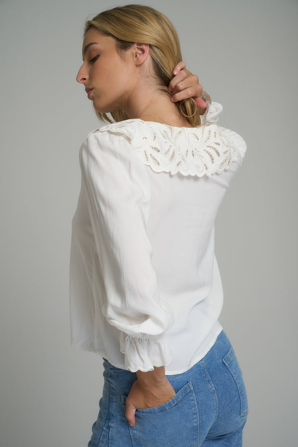 Argyll Embroided Top Ivory