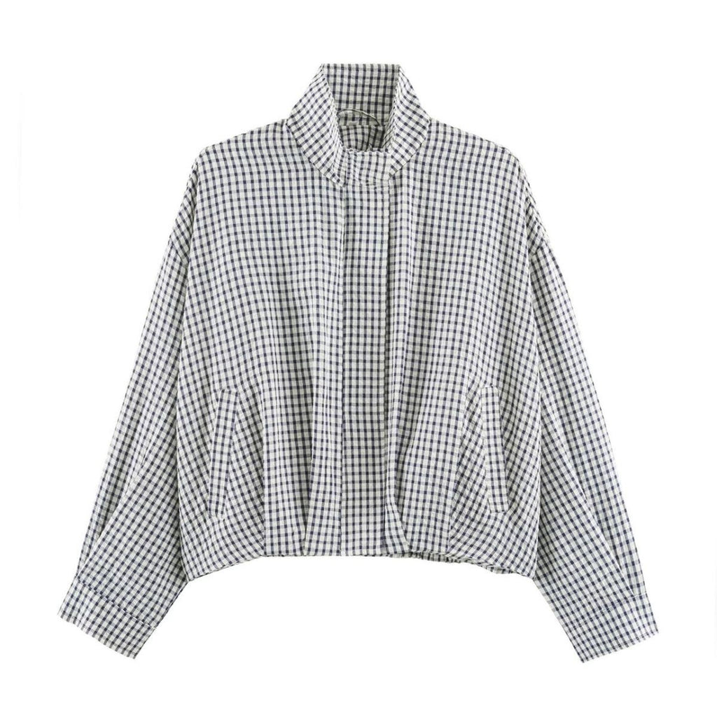 Spring Bomber Jacket Navy / White Gingham