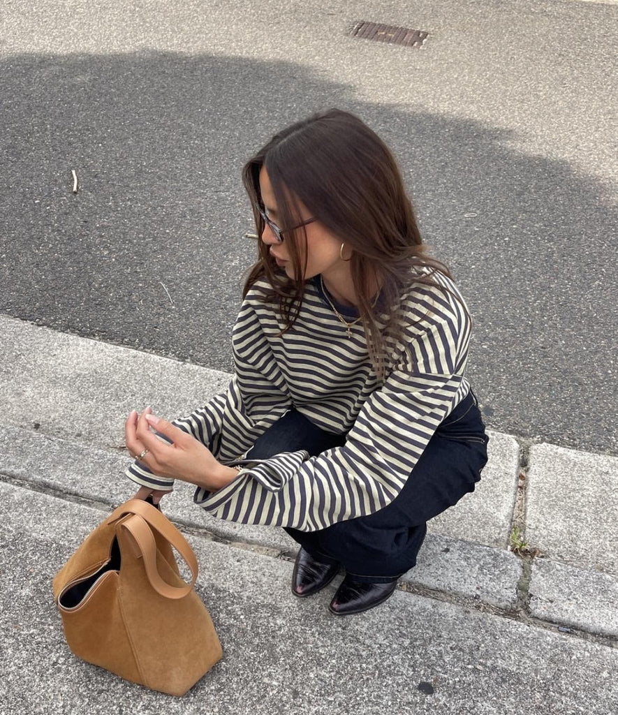 Athena Stripe Long Sleeve Black