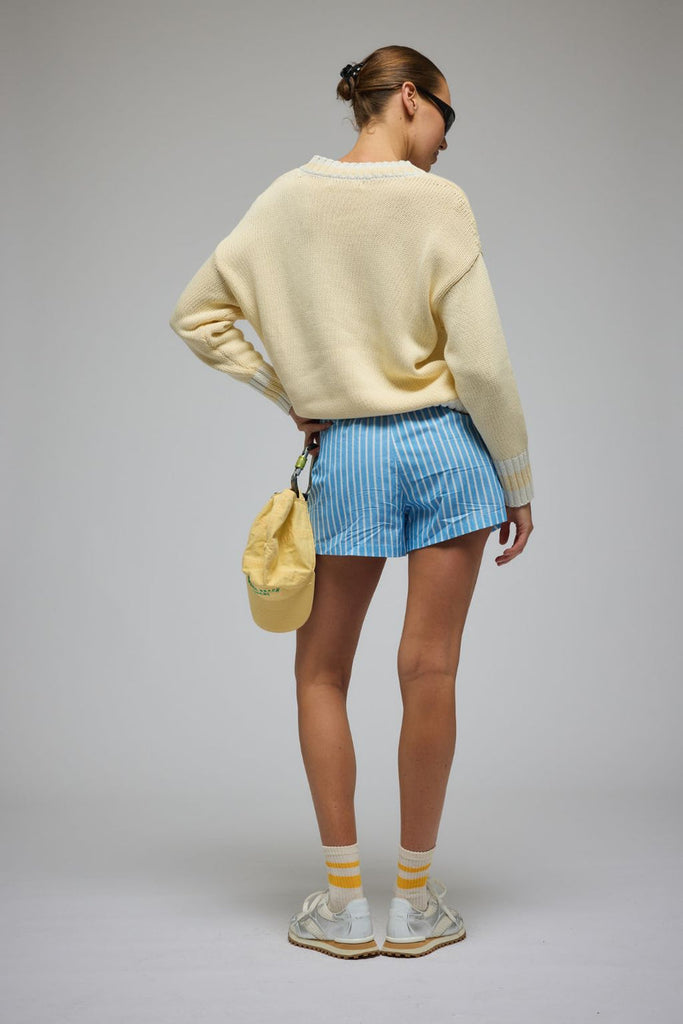 AJ V Neck Sweater Lemon Cream