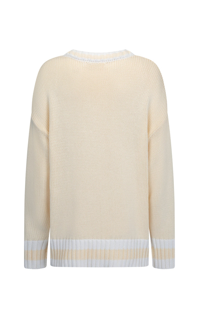AJ V Neck Sweater Lemon Cream