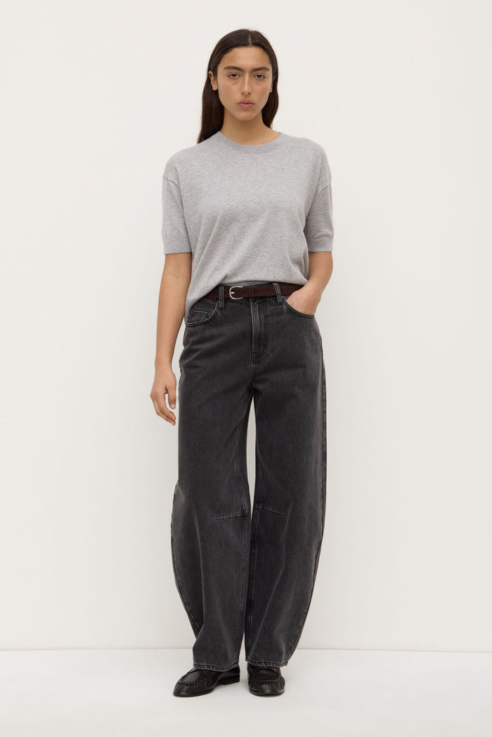 Vanya Cotton Cashmere Knit Tee Grey Marle