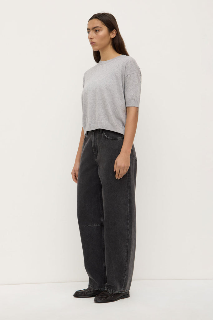 Vanya Cotton Cashmere Knit Tee Grey Marle