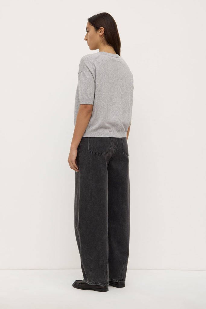Vanya Cotton Cashmere Knit Tee Grey Marle