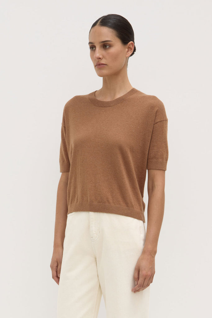 Vanya Cotton Cashmere Boxy Tee Bronze