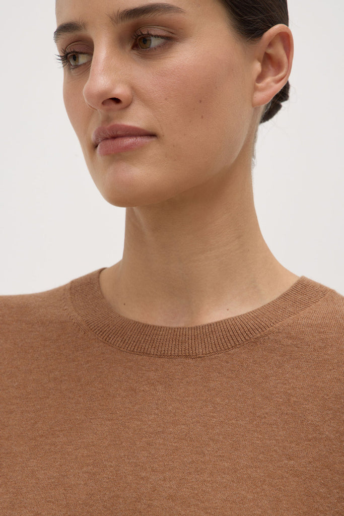 Vanya Cotton Cashmere Boxy Tee Bronze