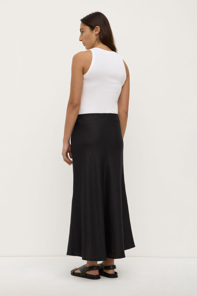 Melody Linen Bias Skirt Black