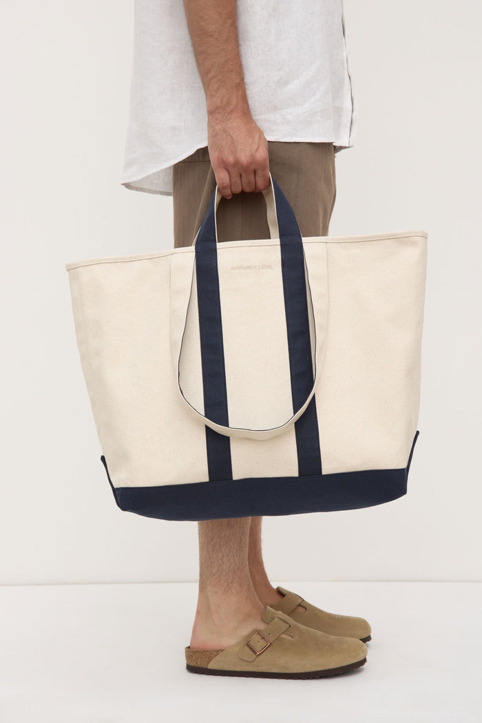 Canvas Weekend Bag Ecru / Navy