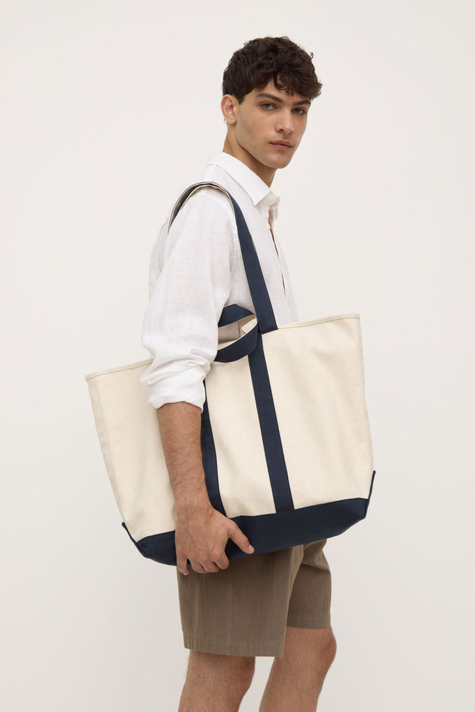 Canvas Weekend Bag Ecru / Navy