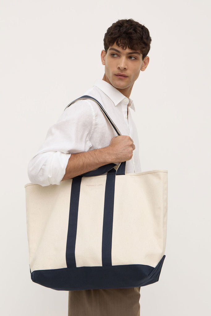 Canvas Weekend Bag Ecru / Navy