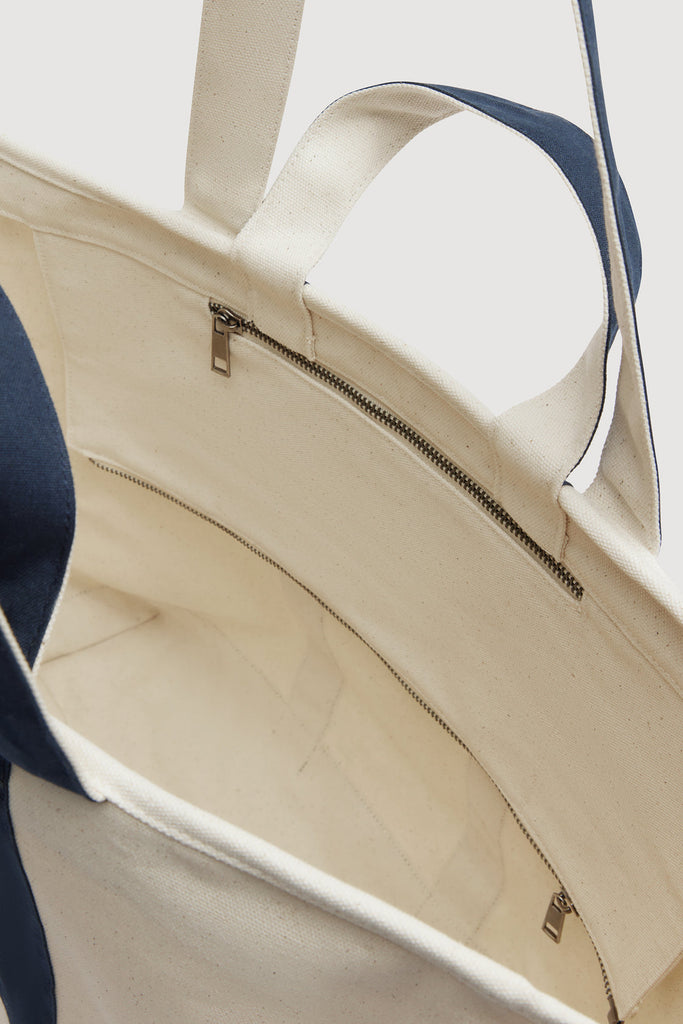 Canvas Weekend Bag Ecru / Navy