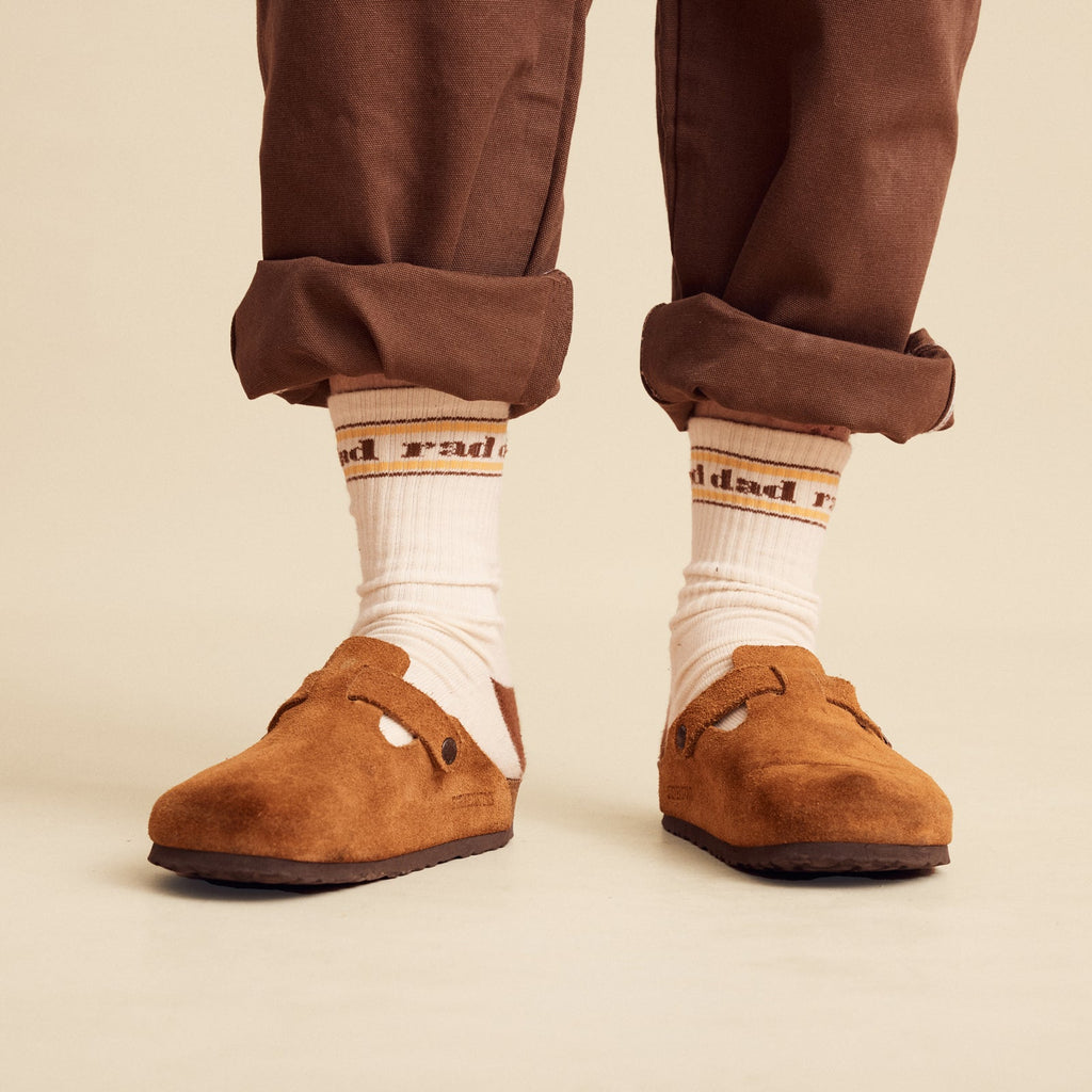 Rad Dad Organic Cotton Crew Sock - Natural and Brown