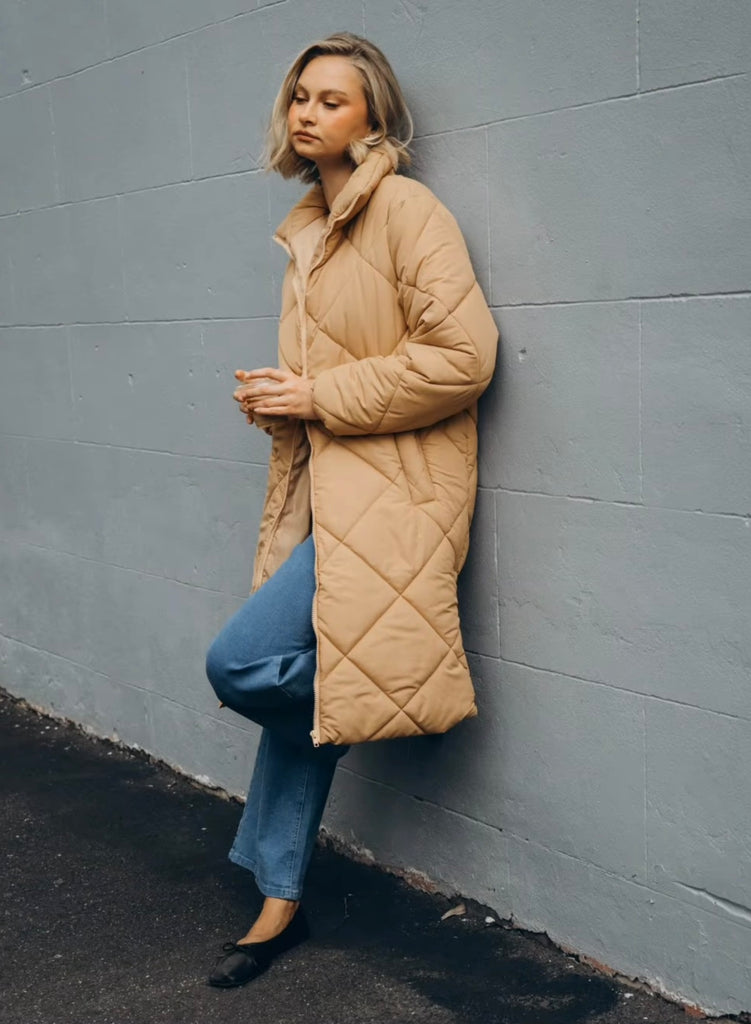 Long Line Puffer Caramel