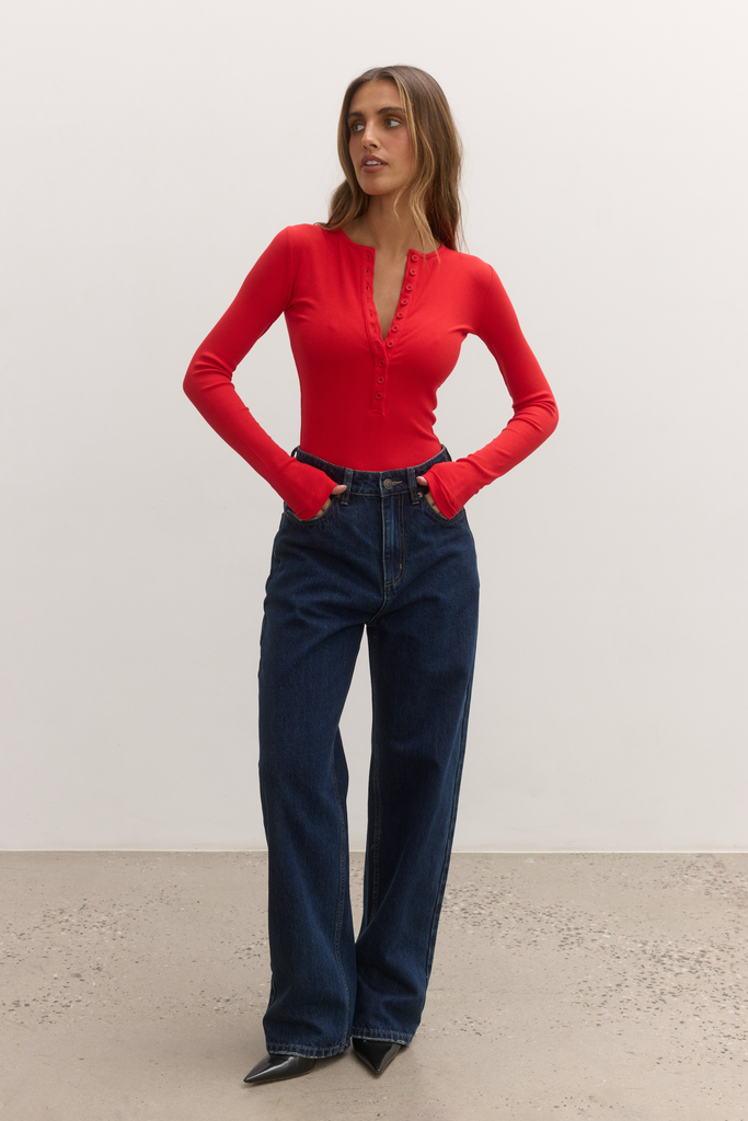 Lara Bodysuit Fire Engine Red
