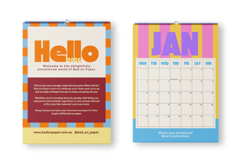 2026 BAD ON PAPER CALENDAR (SPIRAL) 30CM X 21CM