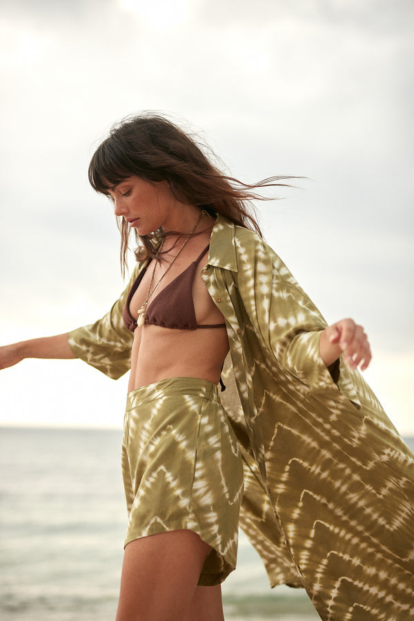 Georgie Shirt Dress Celestial Tie Dye / Matcha