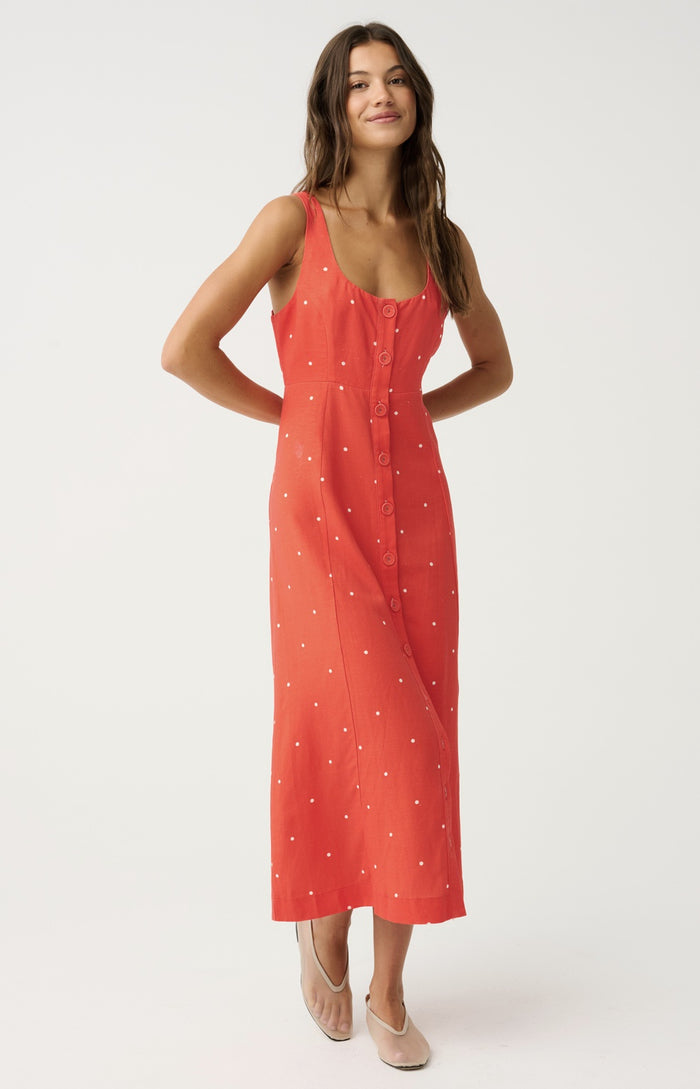 Constance Midi Dress - Mandarin Spot