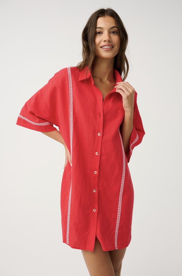 Casey Shirt Dress - Mandarin