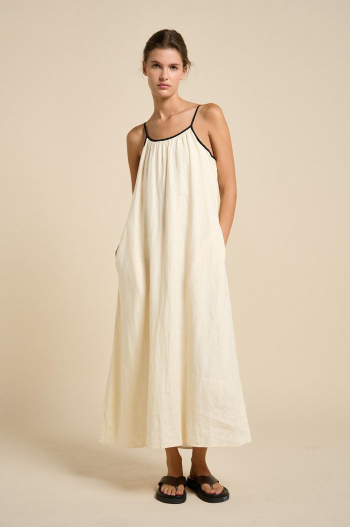 Georgina Linen Dress Cream - Mika and Max