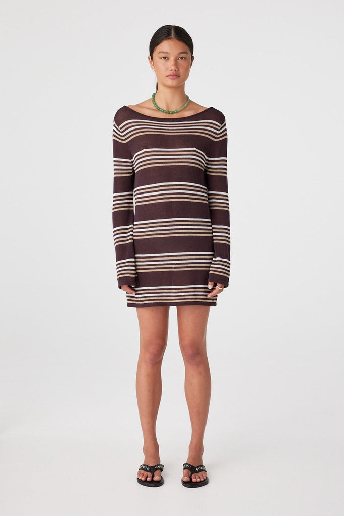 Nia Long Sleeve Mini Dress Espresso - Mika and Max