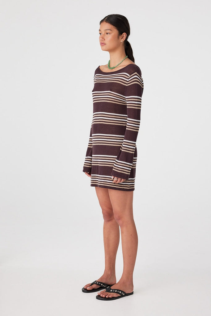 Nia Long Sleeve Mini Dress Espresso - Mika and Max