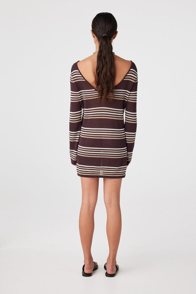 Nia Long Sleeve Mini Dress Espresso - Mika and Max