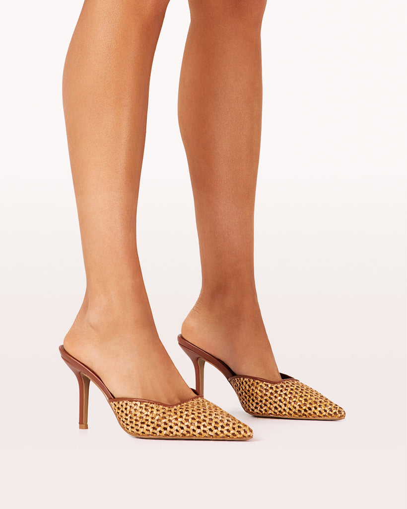 KIKO-DARK TAN-NATURAL RAFFIA