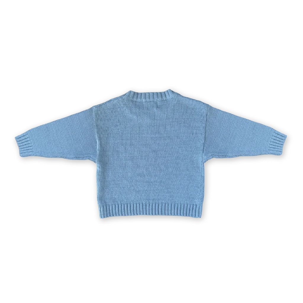 Organic Swirl Intarsia Knit Pull Over - Duck Egg - Mika and Max