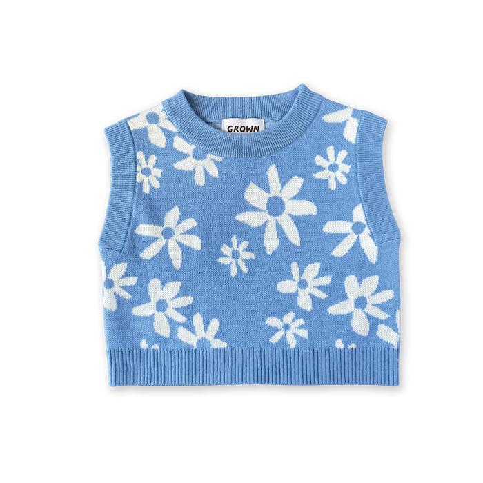 Organic Wild Flower Knit Vest, grown, Mika and max