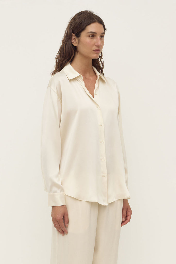 Pippa Silk Shirt Cream - Mika and Max