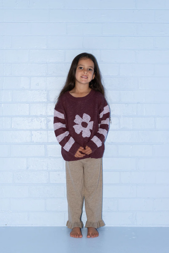 Organic Frill Knit Flares Oatmilk
