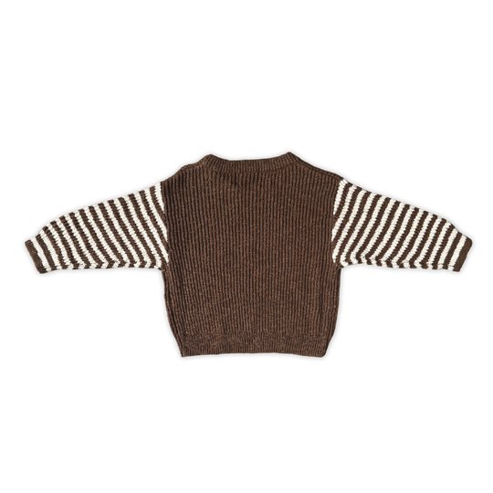Organic Stripe Sleeve Knit Pullover Espresso
