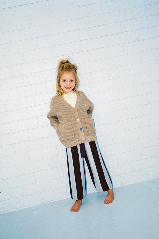 Organic Striped Knit Pants Plum and Haze