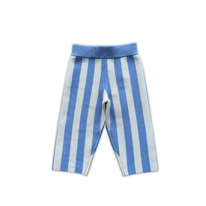 Organic Milano Stripe Knit Pant - Cobalt Ice