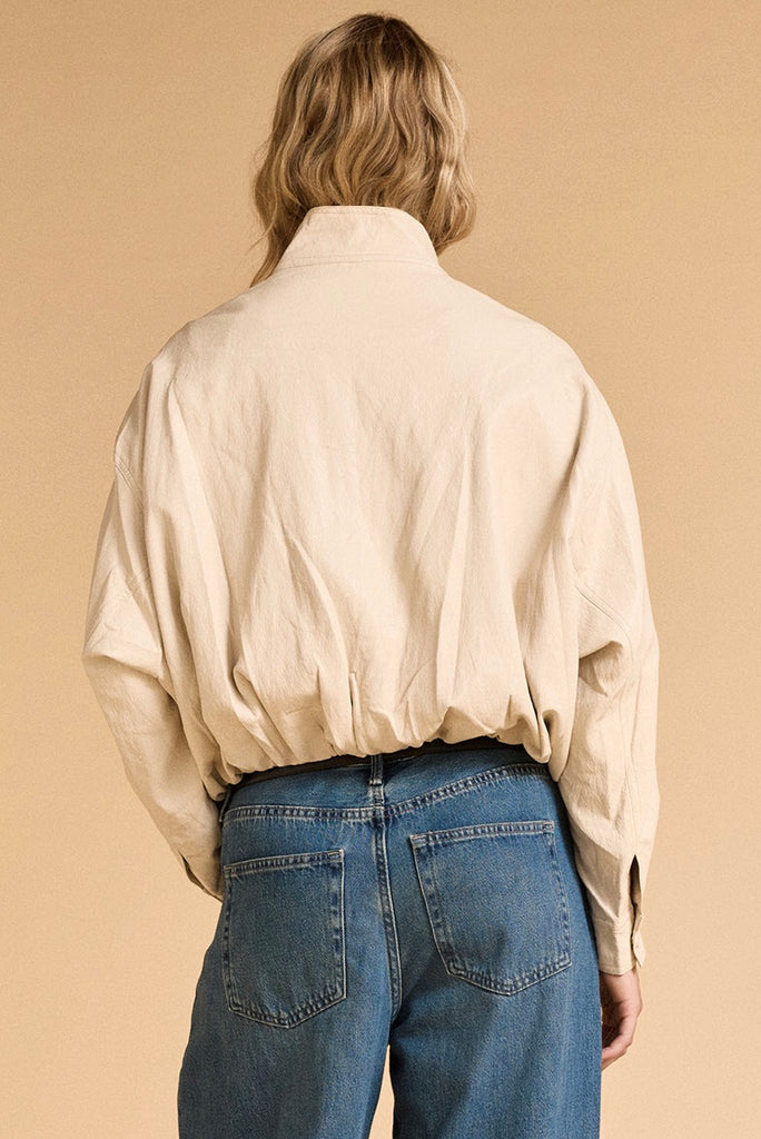 SOFT FAUX LEATHER JACKET - CREAM