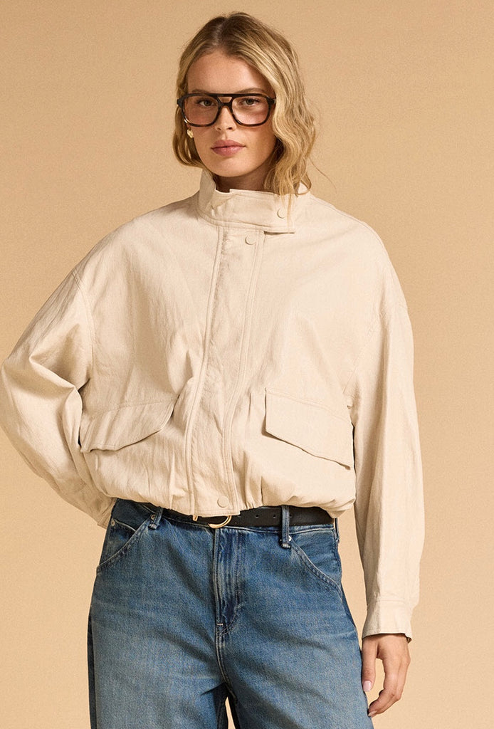SOFT FAUX LEATHER JACKET - CREAM