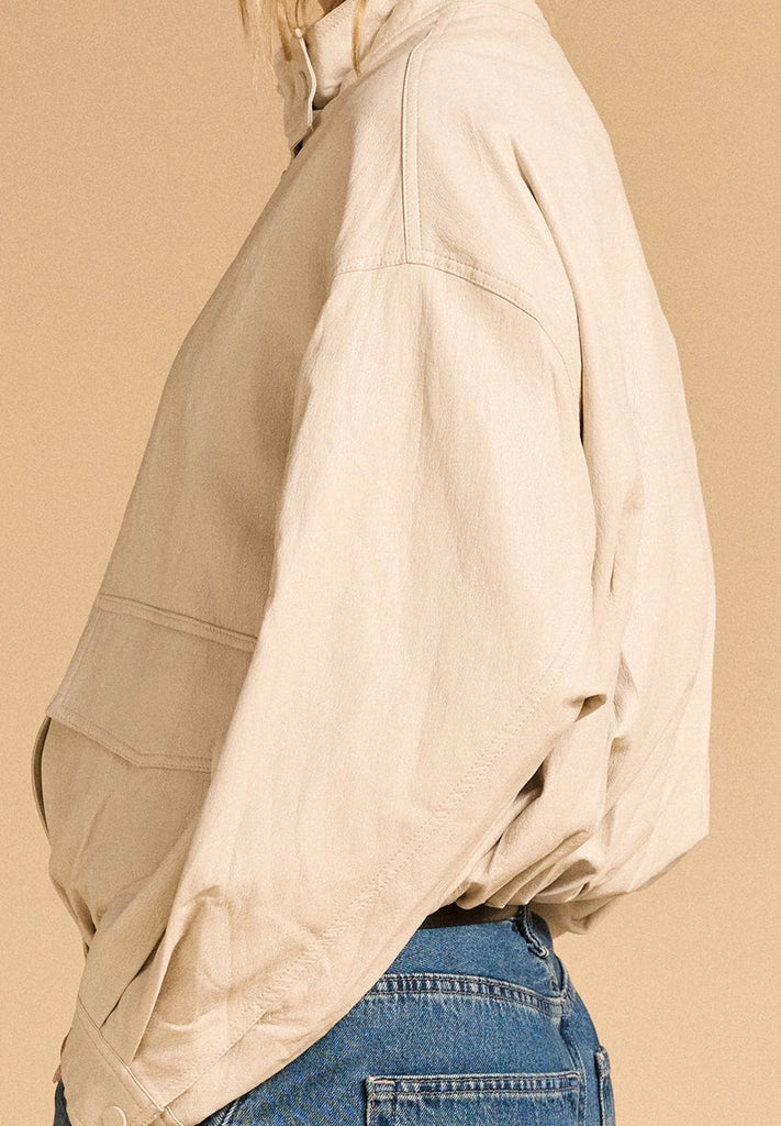 SOFT FAUX LEATHER JACKET - CREAM