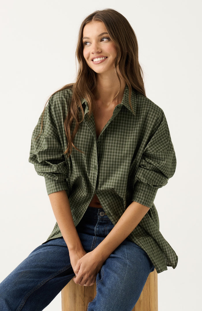 Darby shirt khaki check, cartel and willow, Mika and max