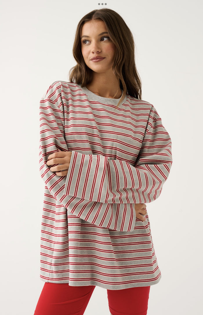 Harley Long Sleeve Grey Marle Stripe
