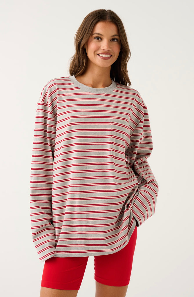 Harley Long Sleeve Grey Marle Stripe