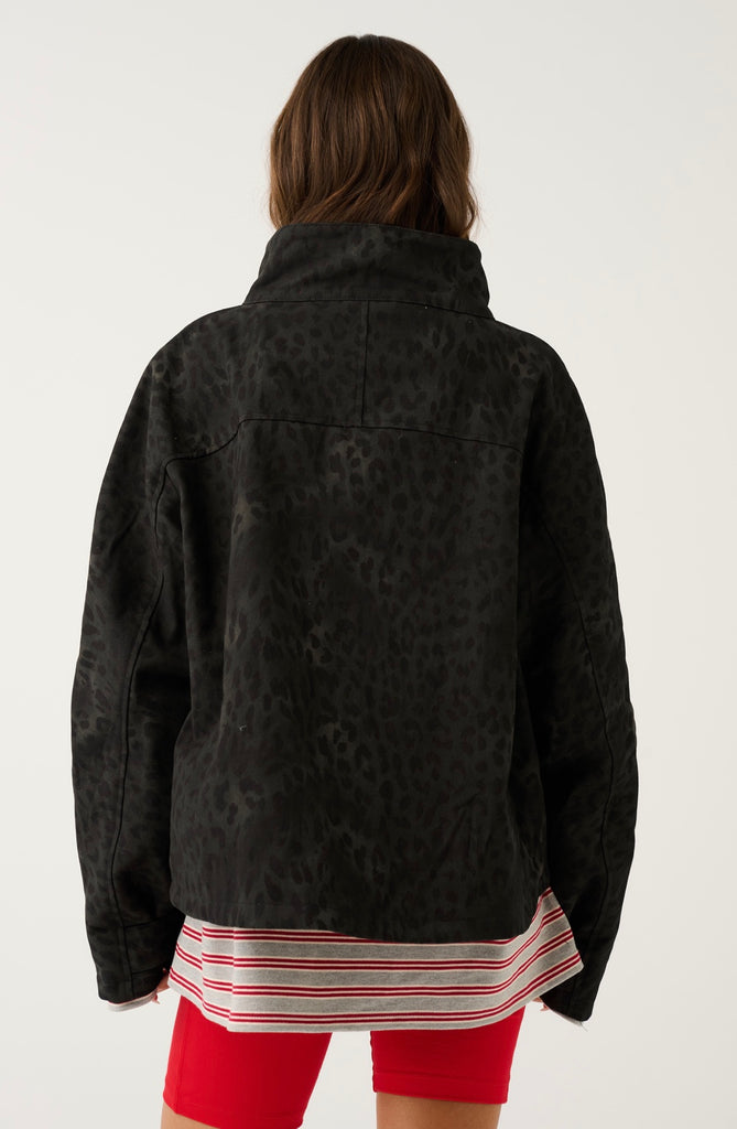 Peta Jacket Black Washed Leopard