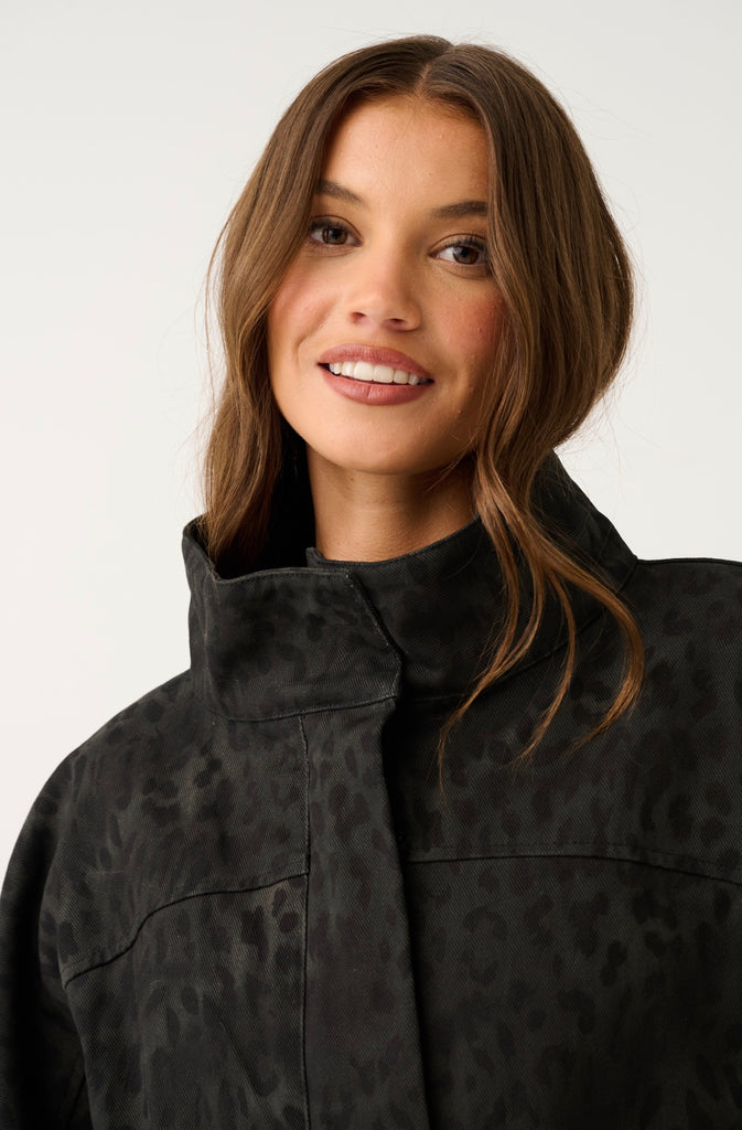 Peta Jacket Black Washed Leopard